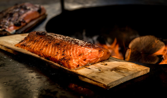 Gegrilde zalm met dijon en herfst groentjes