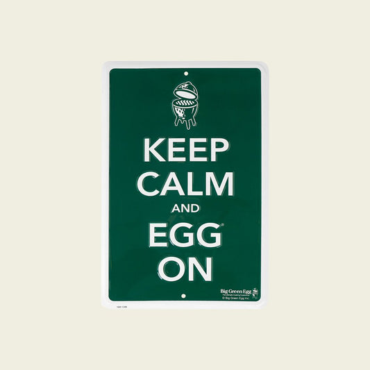 Big Green Egg Plaque de texte verte 'Keep calm and EGG on'