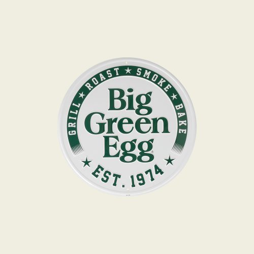 Big Green Egg Plaque de texte ronde blanche 'Est. 1974'